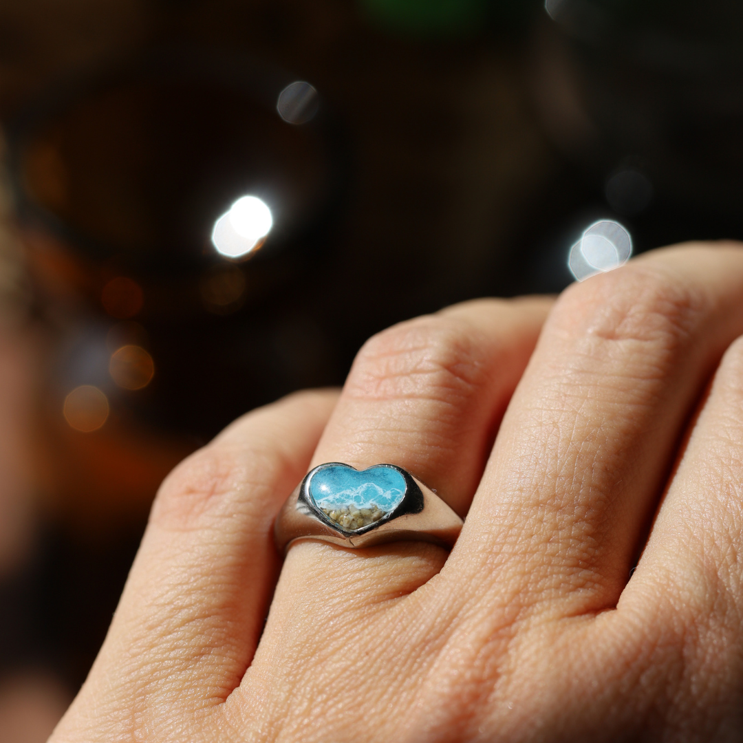 A(MAR) Ring with sand or ashes (stainless steel)