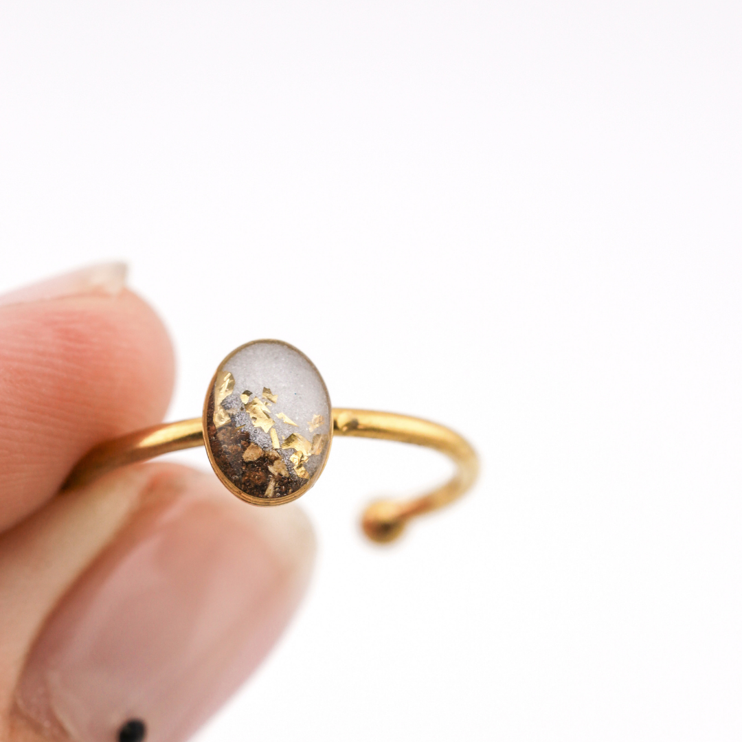 Anillo ajustable "Huella" acero inoxidable