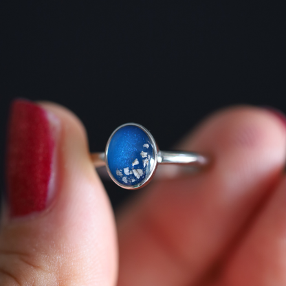 "Footprint" Ring with ashes or hair (stainless steel)