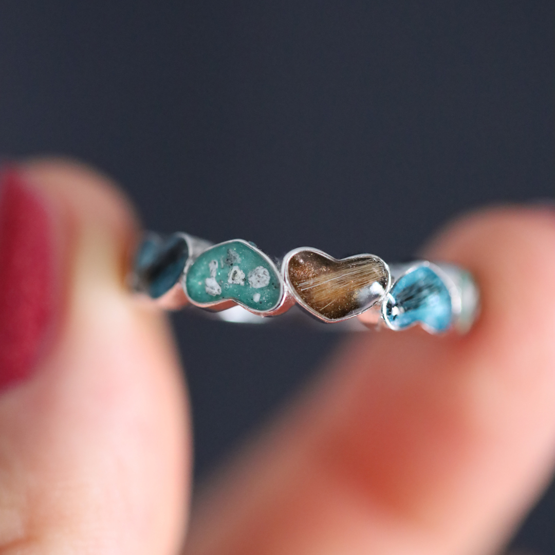"Six memories" ring with ashes or hair (925 silver)