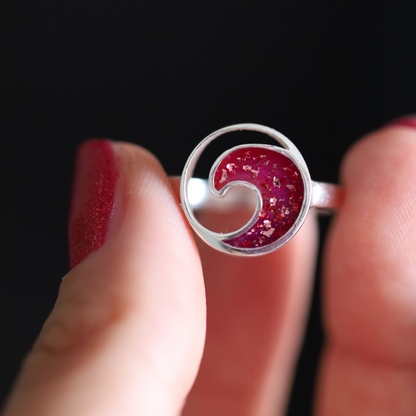 "Wave" ring with ashes or hair (925 silver)