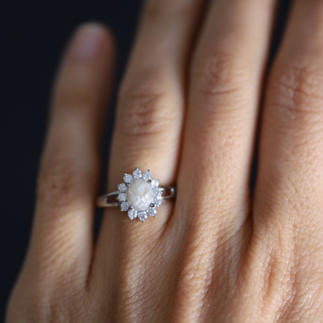 Ring „Herzschlag“ mit Asche oder Haar (Edelstahl)