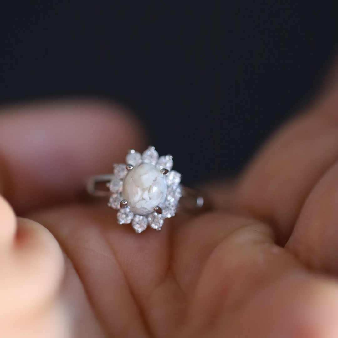 Ring „Herzschlag“ mit Asche oder Haar (Edelstahl)
