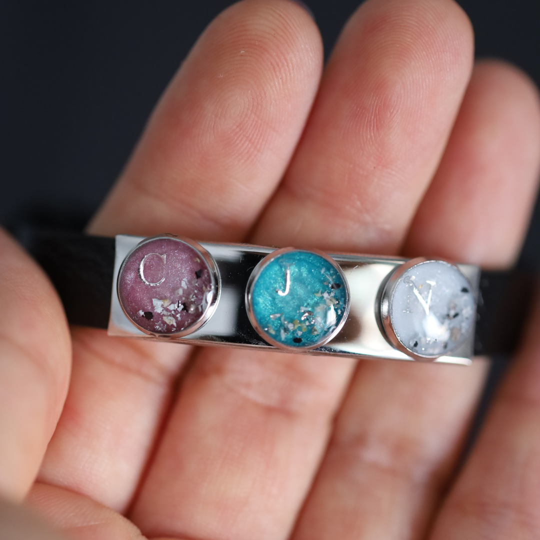 "Trinity" bracelet with ashes or hair (stainless steel)