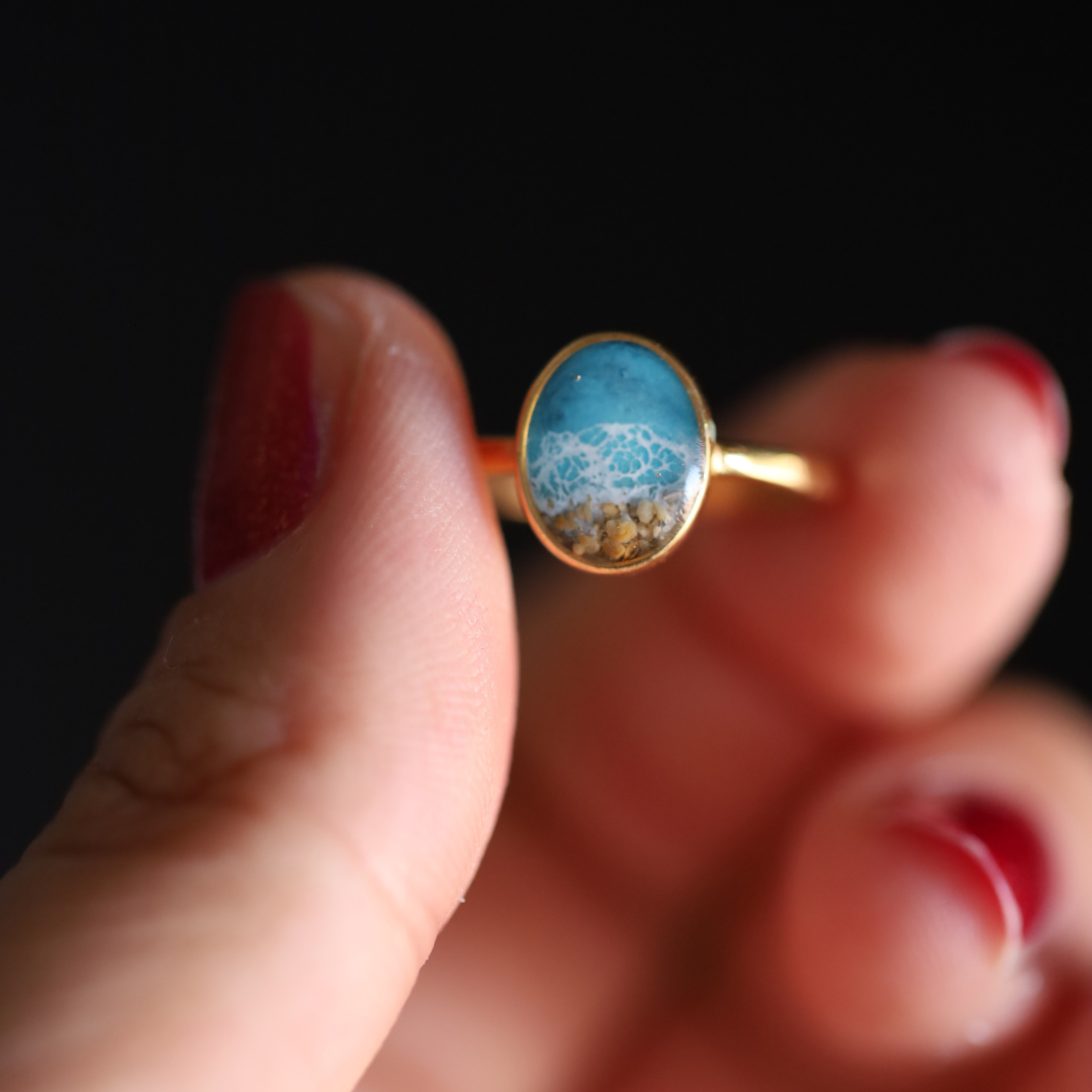 CAL(MAR) ring with sand or ashes (stainless steel)
