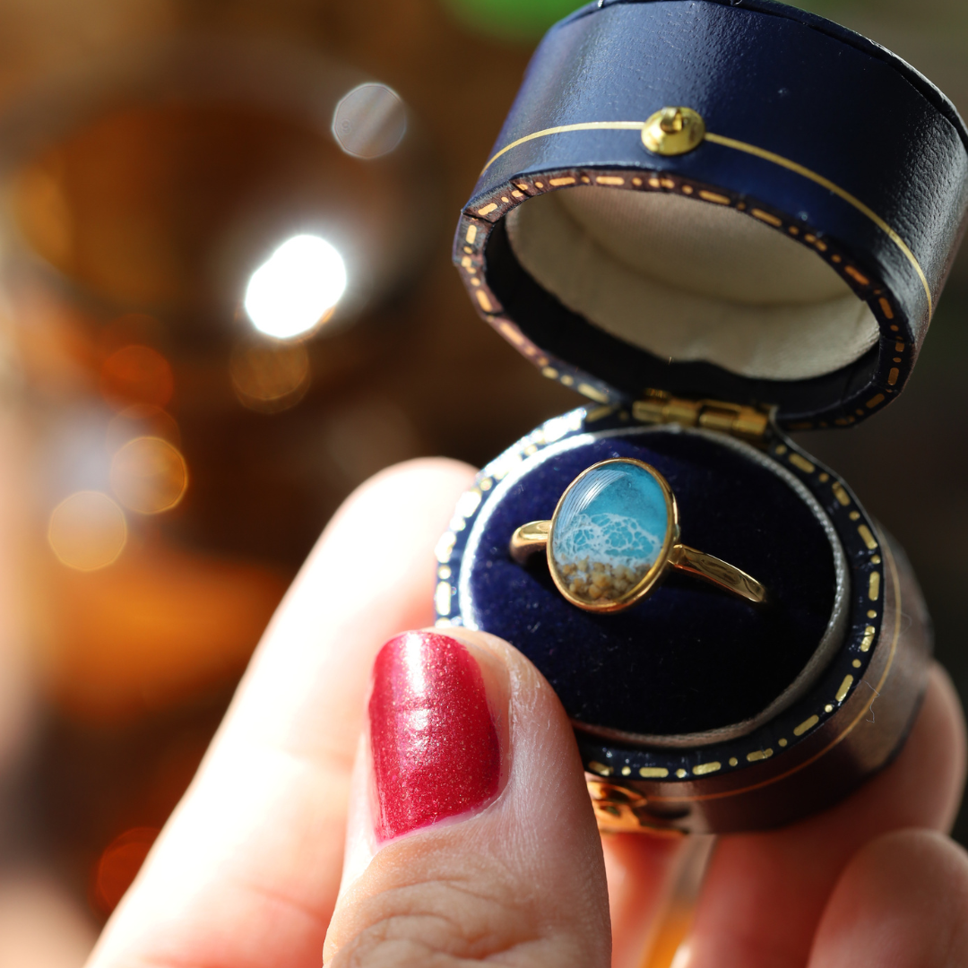 CAL(MAR) ring with sand or ashes (stainless steel)